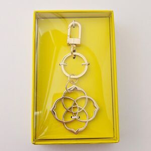 Kendra Scott Dira Medallion Keychain Logo Gold Tone Key Fob Purse Charm Bag Clip